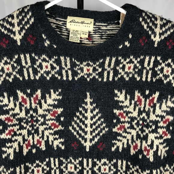Eddie Bauer Mens MEDIUM Wool Nordic Sweater - Picture 2 of 4